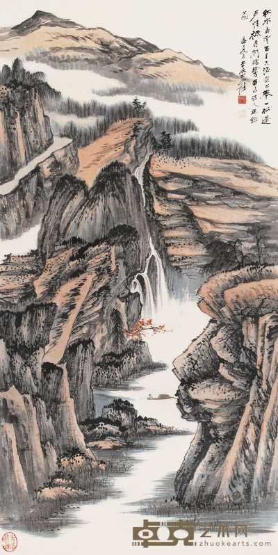 张大千 1949年作 水云居 立轴 134×67cm